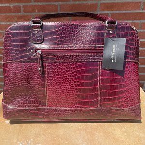 Burgundy Snakeskin Ultimate Work Tote Bag Purse for Women